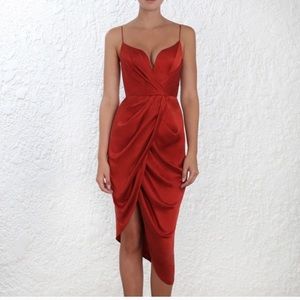 Zimmerman shades silk plunge cocktail dress